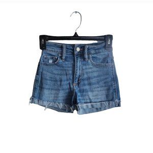 Hollister Curvy High Rise Blue Jean Shorts 3" Size 00 Cuffed